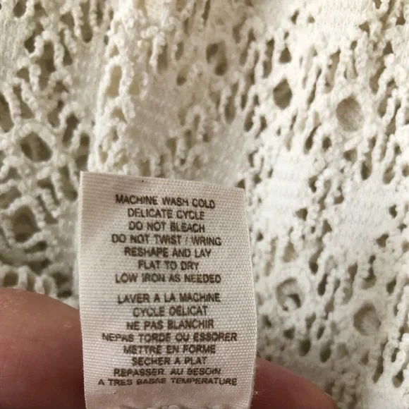 FREE PEOPLE KNIT CROCHET BOHEMIAN STYLE SHORT SLEEVE PULL OVER MEDIUM - Picture 7 of 9